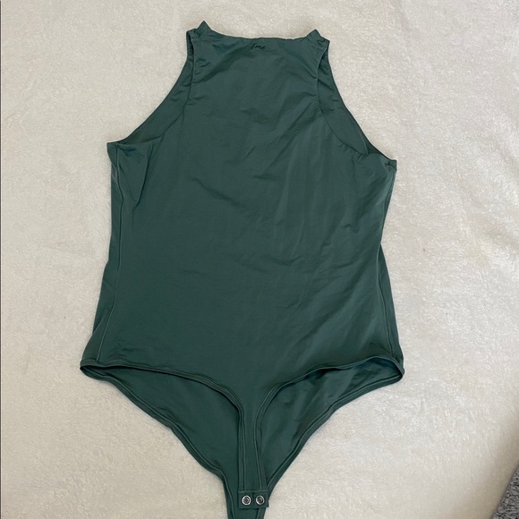 VS Pink XLarge thong body suit sage green. High neckline with logo on back. NWOT - Picture 2 of 5